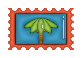 3d tropical palm tree stamp png