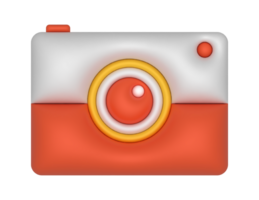 3d rojo y blanco cámara icono en un transparente antecedentes png