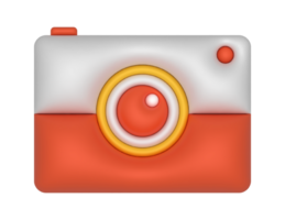 3d red and white camera icon on a transparent background png