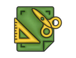 3d tijeras y regla icono verde y amarillo transparente antecedentes png