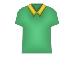 3d green shirt with yellow collar on transparent background png