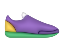 3d purple and green sneaker on a transparent background png