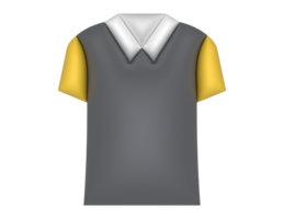 3d gray shirt with yellow collar on a transparent background png