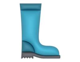 3d blue rubber boot icon isolated on transparent background png