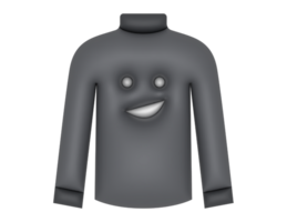 3d black sweater with a smiley face on it transparent background png