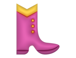 3d pink boot with yellow transparent background png