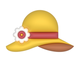 3d yellow hat with flower on it on transparent background png