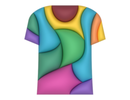 3d colorful t - shirt with a geometric design on a transparent background png