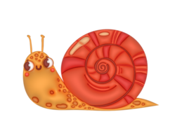3d cartoon snail with a red shell on a transparent background png