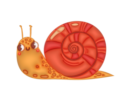 3d desenho animado Caracol com uma vermelho Concha em uma transparente fundo png