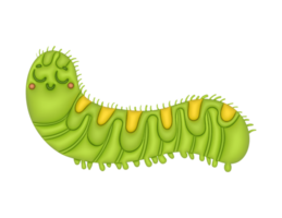 3d cartoon caterpillar with a big mouth and a big head png