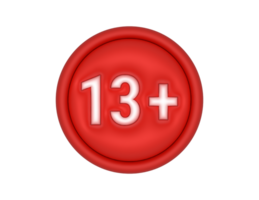 a red button with the number 13 plus png