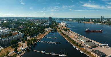 Huge cruise - Norwegian Dawn - ship docked in the center of Riga, Latvia. photo