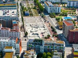 Aerial view of the skate park in Malmo, Western Harbour district. photo