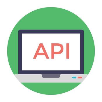 A screen with API symbolising programming interface vector