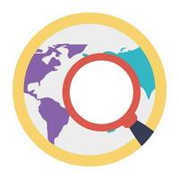 Magnifying lens over global map, search location vector