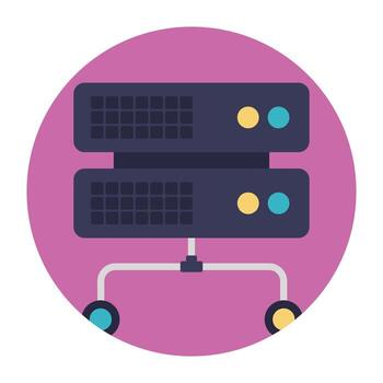 Cloud computing linked to server, server backup vector