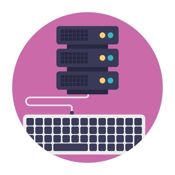 Cloud computing linked to server, server backup vector