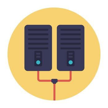 Cloud computing linked to server, server backup vector