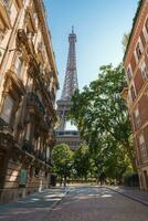 Sunny Parisian Street View of Eiffel Tower photo