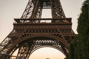 Eiffel Tower at Sunset with Orange Sky photo