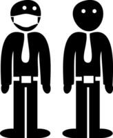 Two men, in mask and without it. Vector men vector illustration