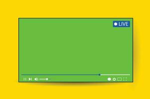 Multimedia video player with shadow and chroma key background. Video streaming template in colors of the Ukrainian flag, Ukrainian news concept vector illustration