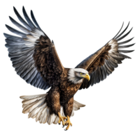 americano águila es volador graciosamente en un transparente antecedentes. png