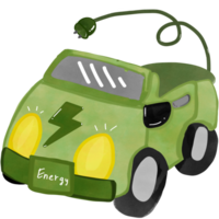 green energy car and light bulb png