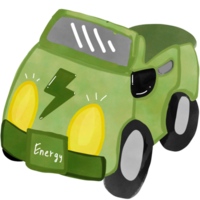 green energy car and light bulb png