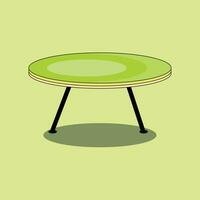 a green table with a black base and a green top vector
