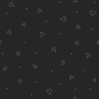 Seamless pattern hand drawn hearts doodle style on black background vector