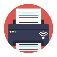 Wireless printer connected via wifi, network printing vector