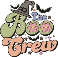 The Boo Crew Funny cute boo Retro Halloween T shirt Design vector