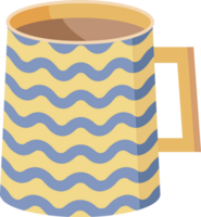 decorative  colorful mug design illustration. Mug with hot drink. PNG with transparent background.