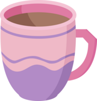 decorative  colorful mug design illustration. Mug with hot drink. PNG with transparent background.