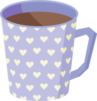 decorative  colorful mug design illustration. Mug with hot drink. PNG with transparent background.