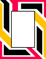 Modern PNG frame for text, images, heading, pictures and for other graphic design projects. Abstract  PNG geometric futuristic frame with black, red, and yellow colors. Empty frame, copy space.