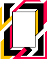 Modern PNG frame for text, images, heading, pictures and for other graphic design projects. Abstract  PNG geometric futuristic frame with black, red, and yellow colors. Empty frame, copy space.