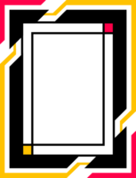 Modern PNG frame for text, images, heading, pictures and for other graphic design projects. Abstract  PNG geometric futuristic frame with black, red, and yellow colors. Empty frame, copy space.