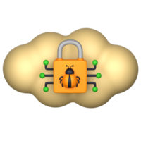 3d illustration of cloudh security png