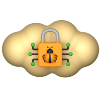 3d ilustración de nube seguridad png