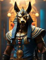 ai generativo Dios anubis, egipcio mitología nft Arte estilo bandera foto