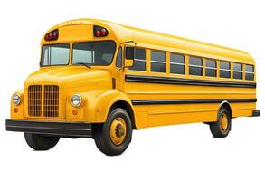 Ai generative Yellow school bus illustration isolated on white, transparent background photo