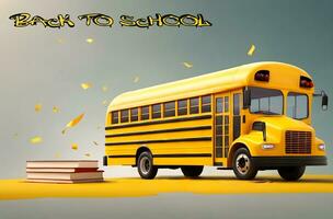 Ai generative yellow school bus illustration, back to school concept photo