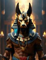 Ai generative Portrait og God Anubis, Egyptian mythology nft style art photo