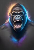 Ai generated Artistic gorilla portrait, splash art photo