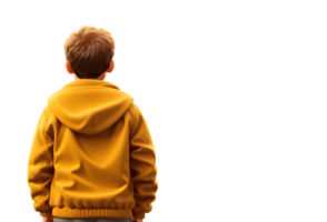 ai generative illustration of boy in yellow jacket isolated on white, transparent background png