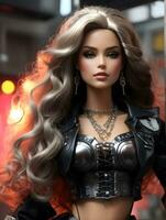 Ai generative Heavy metal barbie doll photo