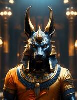 Ai generative Portrait og God Anubis, Egyptian mythology nft style art photo